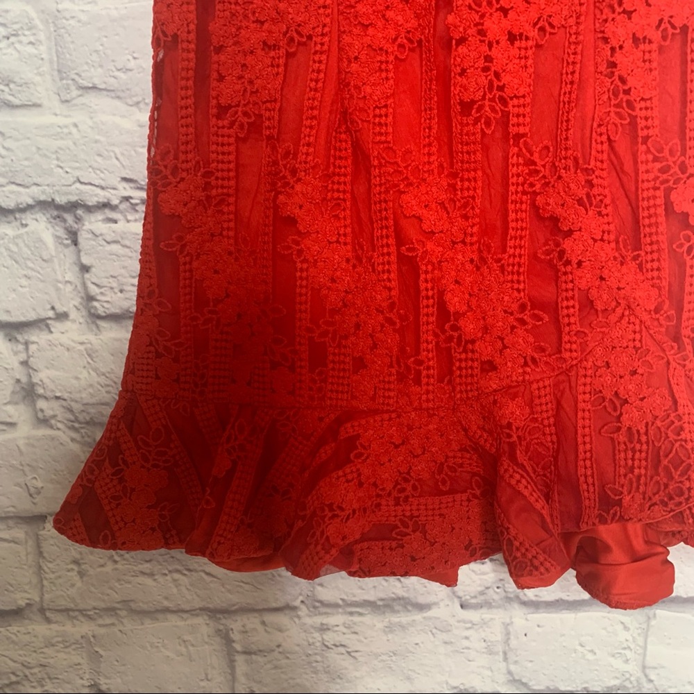 Hello Molly Red Mini Dress with Ruffle Hem - Picture 9 of 15